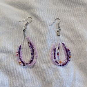 Dangle beaded earrings silver